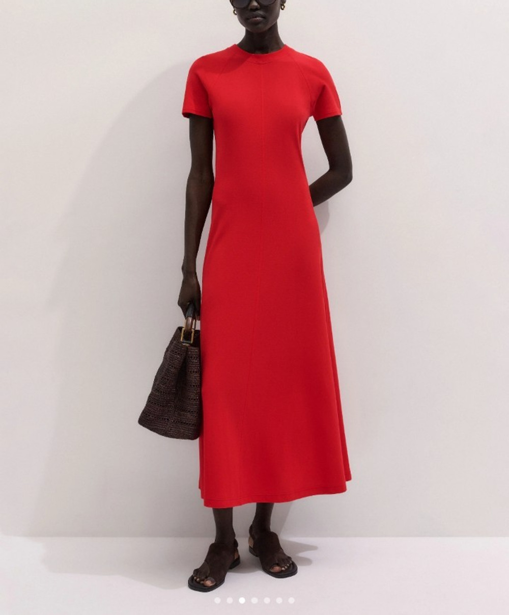 ME+EM Red Jersey Crepe Raglan Sleeve Maxi Dress Size 8 Quiet Luxury Minimalist